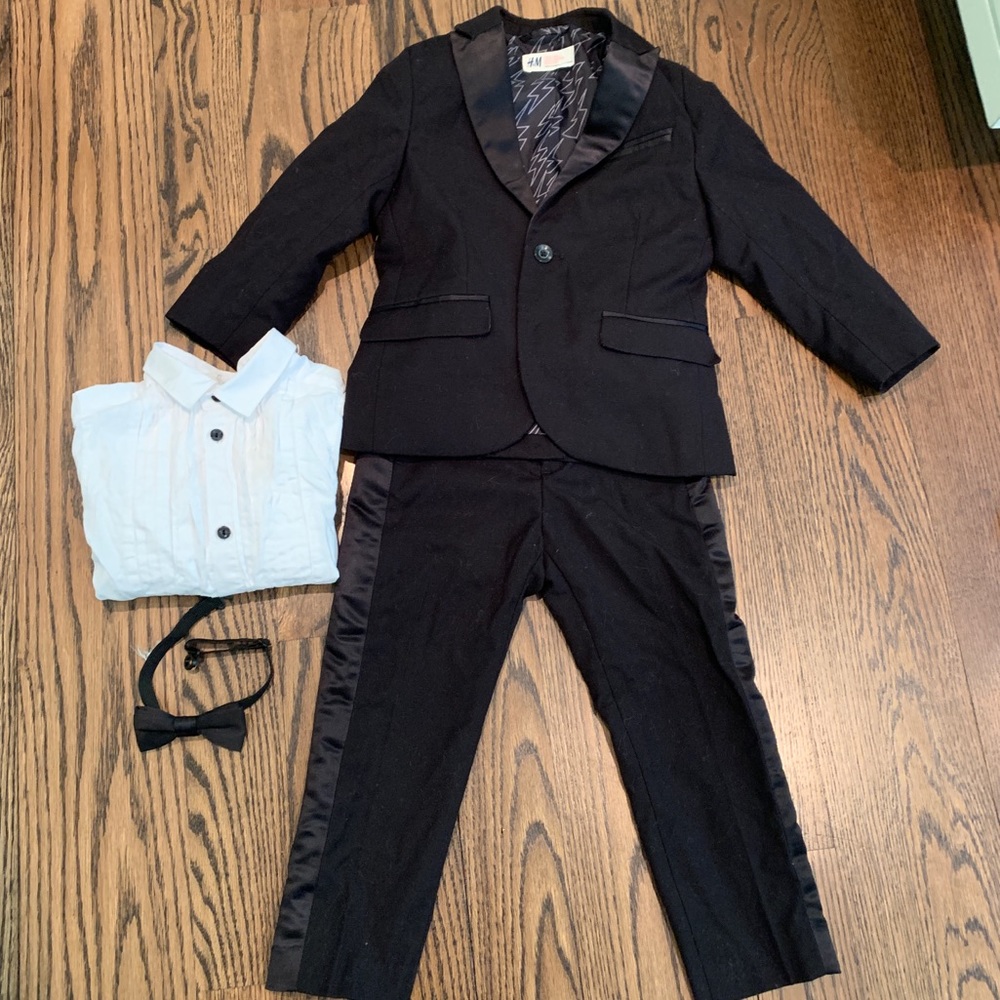 Boys suit with shirt, bowtie and shoes